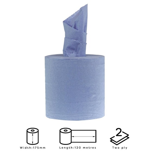 [DL921] Jantex centrefeed 2-laags handdoekrollen blauw 120m (6 stuks)