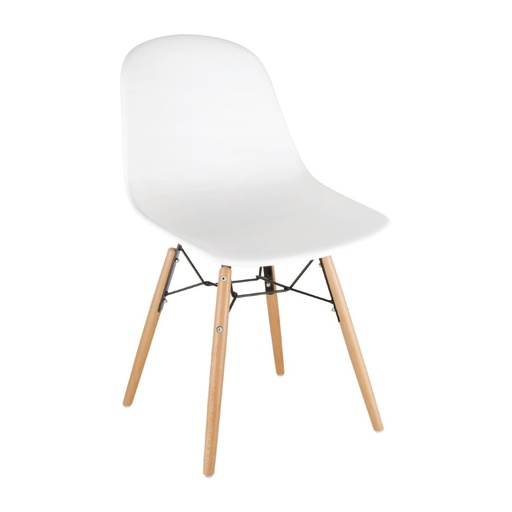 [DM840] Bolero Arlo polypropyleen stoelen met houten poten wit (2 stuks)