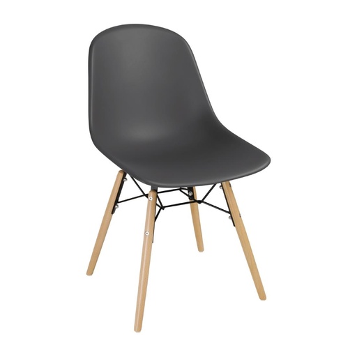 [DM841] Bolero Arlo polypropyleen stoelen met houten poten grijs (2 stuks)