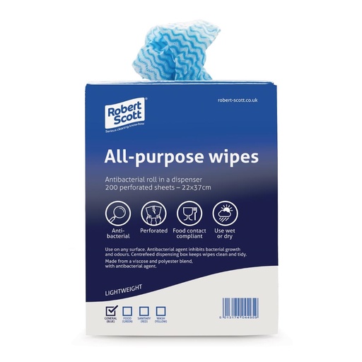 [DN843] Jantex multifunctionele antibacteriële doekjes blauw (200 stuks)