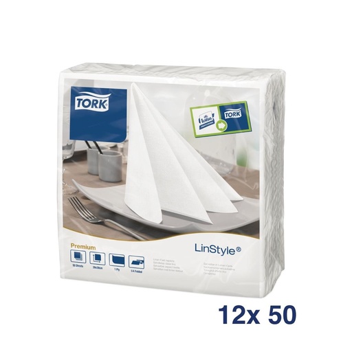 [DP180] Tork Linstyle dinerservetten 1/4 vouw wit 40cm (600 stuks)