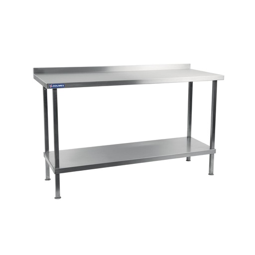 [DR022] Holmes roestvrijstalen wandtafel met opstand 1200 mm