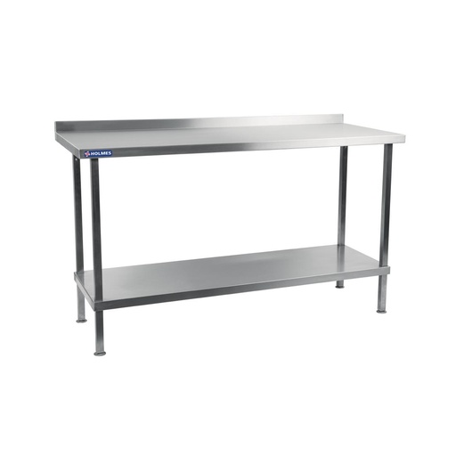 [DR023] Holmes roestvrijstalen wandtafel met opstand 1500 mm