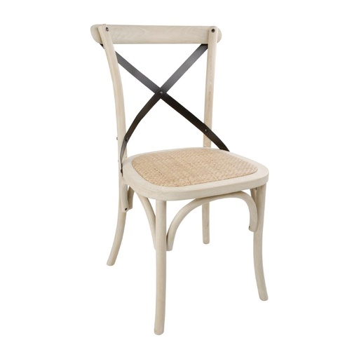 [DR306] Bolero houten stoel met gekruiste rugleuning ecru (2 stuks)