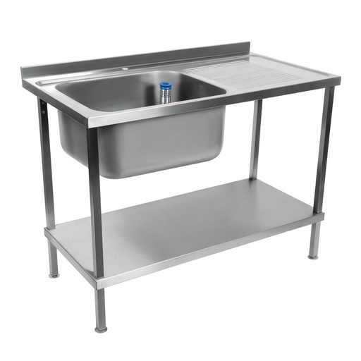 [DR382] Holmes volledig gemonteerde enkele RVS spoeltafel afdruiprek rechts 120cm