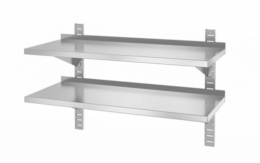 [816592] HENDI Dubbele wandplank, verstelbaar, met 2 beugels. 816592