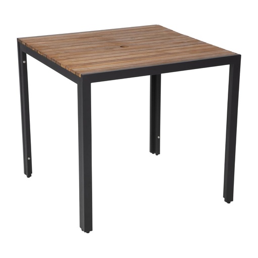 [DS152] Bolero vierkante stalen en acaciahouten tafel 80cm