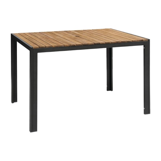 [DS153] Bolero rechthoekige stalen en acaciahouten tafel 120x80cm