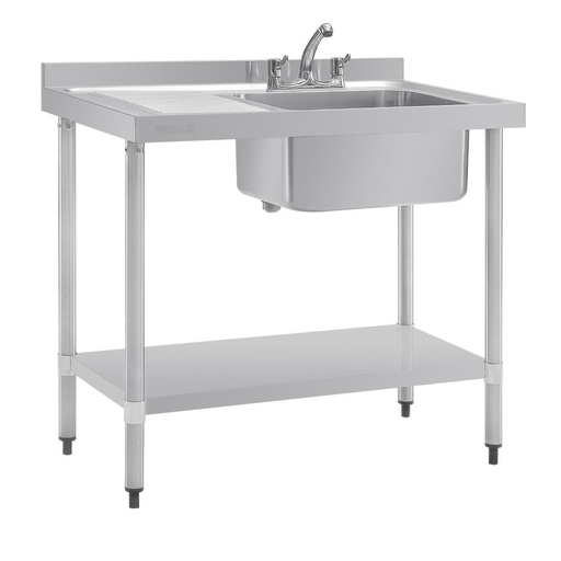 [DY821] Vogue RVS spoeltafel enkele spoelbak afdruiprek links 100x60cm