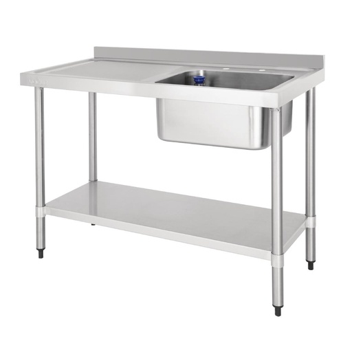 [DY822] Vogue RVS spoeltafel enkele spoelbak afdruiprek links 120x60cm