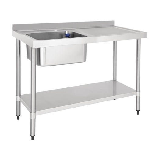 [DY823] Vogue RVS spoeltafel enkele spoelbak afdruiprek rechts 120x60cm