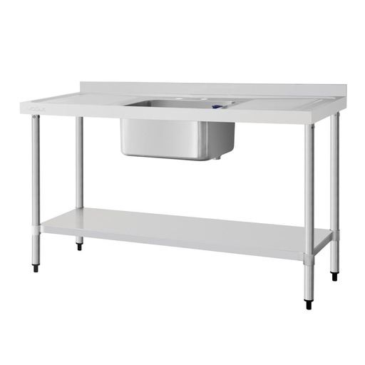 [DY826] Vogue RVS spoeltafel enkele spoelbak afdruiprek links en rechts 150x60cm