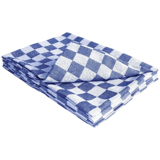 [E578] Vogue theedoek blauw geblokt 66cm