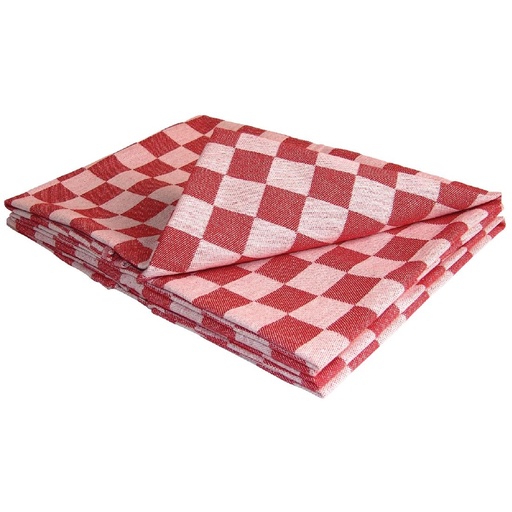 [E579] Vogue theedoek rood geblokt