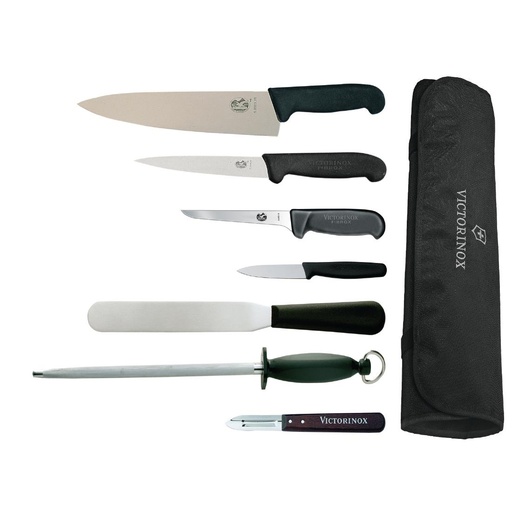 [F221] Victorinox 7-delige messenset met 21,5cm koksmes en foedraal