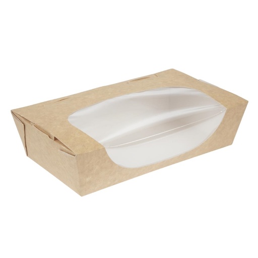 [FA372] Colpac kraft saladebakken met venster en insteeksluiting 1L (200 stuks)