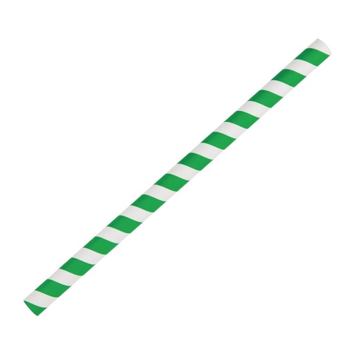 [FB148] Fiesta Compostable groen/wit gestreepte papieren smoothierietjes 21cm (250 stuks)