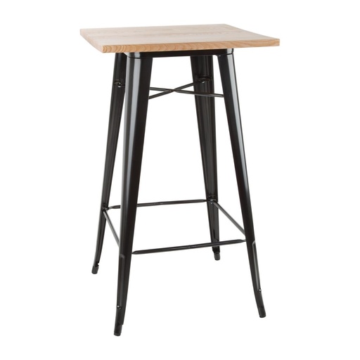 [FB595] Bolero Bistro bartafel met houten blad zwart