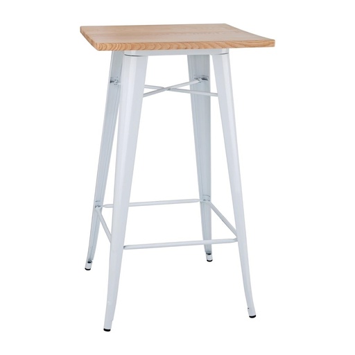 [FB597] Bolero bistro bartafel met houten blad wit (enkel)
