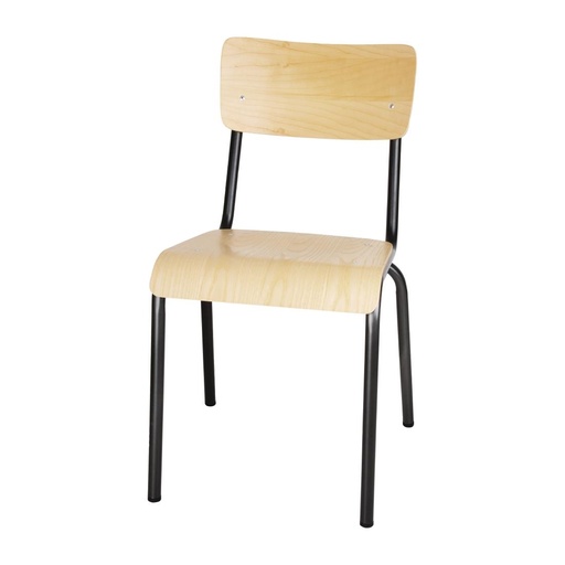 [FB942] Bolero Cantina stoelen met houten zitting en rugleuning metallic grijs (4 stuks)
