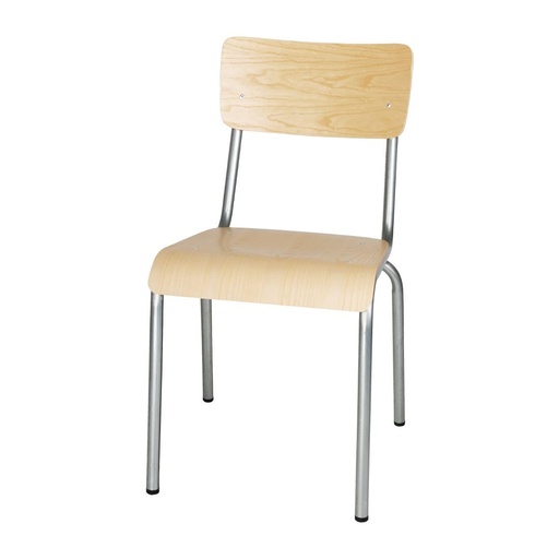 [FB946] Bolero Cantina gegalvaniseerd stalen stoelen met houten zitting en rugleuning (4 stuks)