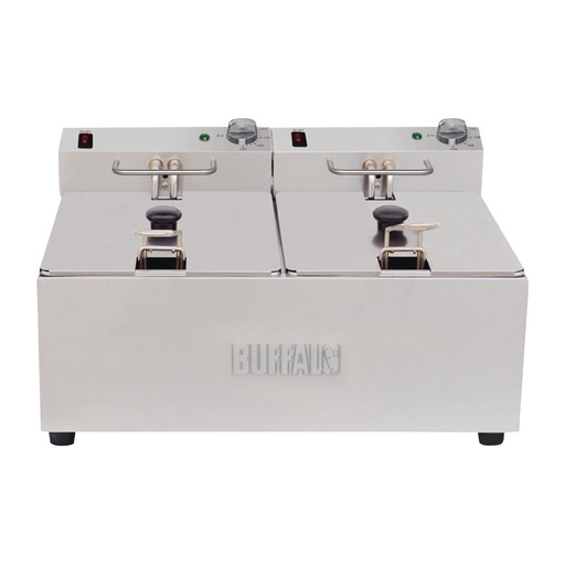 [FC257] Buffalo dubbele tank dubbele mand 2x5ltr countertop friteuse 2x2.8kw