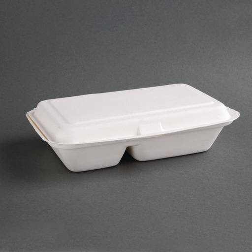 [FC524] Fiesta Compostable composteerbare bagasse voedseldozen 2 compartimenten (200 stuks)