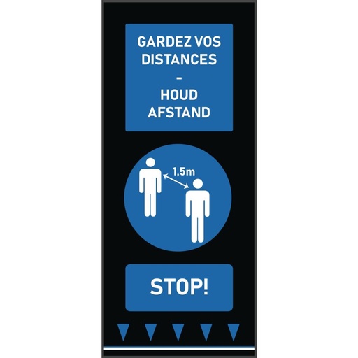 [FN877] Social distancing vloermat 150x65cm blauw - mensen (let op: Franse & Nederlandse tekst)