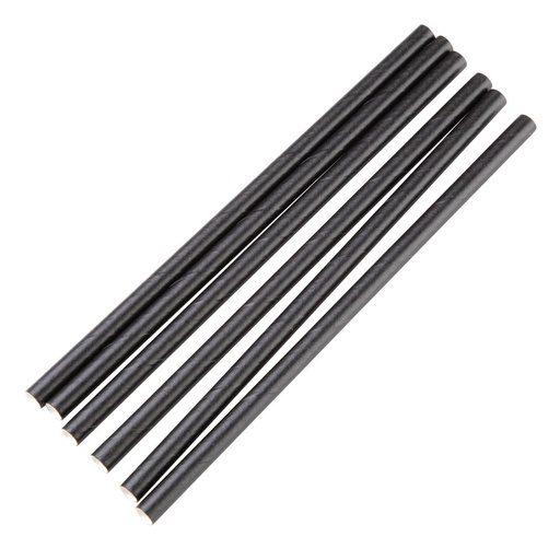 [FP441] Fiesta Compostable composteerbare papieren rietjes 140mm zwart  Individueel verpakt (250 stuks)