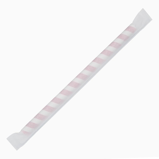 [FP443] Fiesta Compostable composteerbare papieren smoothierietjes 210mm rood-wit  Individueel verpakt (250 stuks)