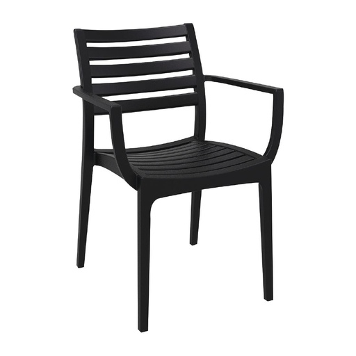 [FS445] Artemis polypropyleen stoelen met armleuning zwart (2 stuks)