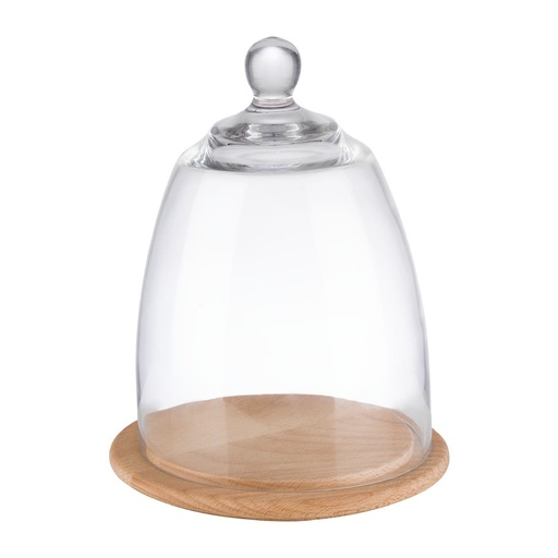 [FT201] APS serveerplank met glazen cloche 185mm