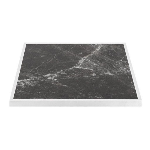 [FU516] Bolero Tafelblad Van Gehard Glas Voor Buiten, Donker Granieteffect, Witte Rand 700mm