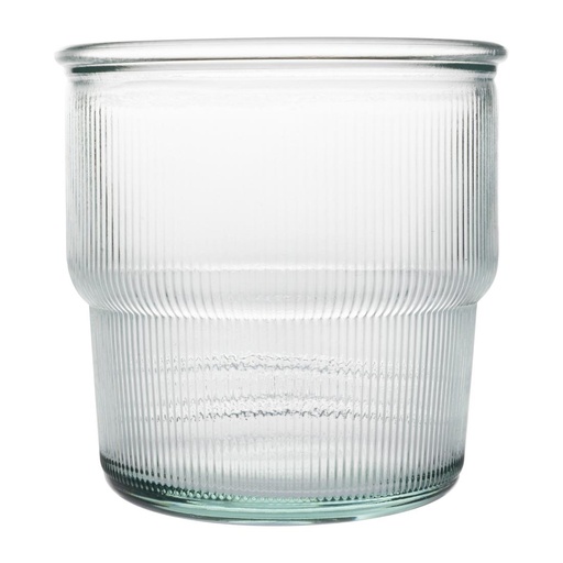 [FU597] Olympia Gerecycled Glas Geribbelde Stapelbare Bekers 300ml (Pak Van 6)