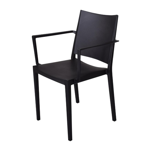 [FW574] Florence stapelbare polypropyleen stoelen met armleuning zwart (4 stuks)