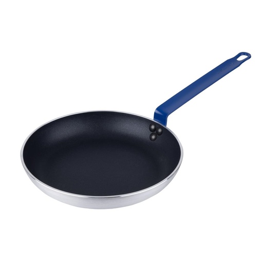 [FX136] Hygiplas teflon aluminium platinum plus koekenpan met antiaanbaklaag en blauw handvat 280mm