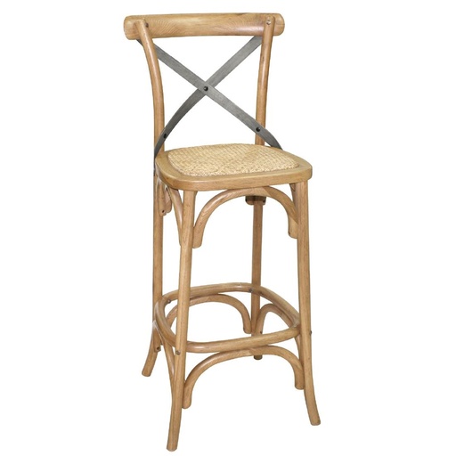 [GG657] Bolero houten barkruk met gekruiste rugleuning naturel