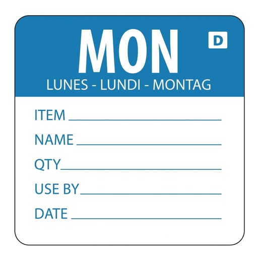 [GH351] Hygiplas oplosbare kleurcode voedseletiketten maandag (250 stuks)
