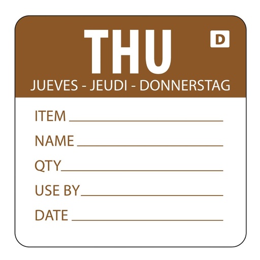 [GH354] Hygiplas oplosbare kleurcode voedseletiketten donderdag (250 stuks)