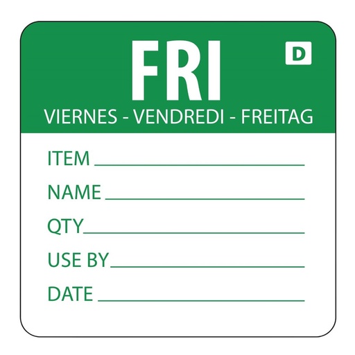 [GH355] Hygiplas oplosbare kleurcode voedseletiketten vrijdag (250 stuks)