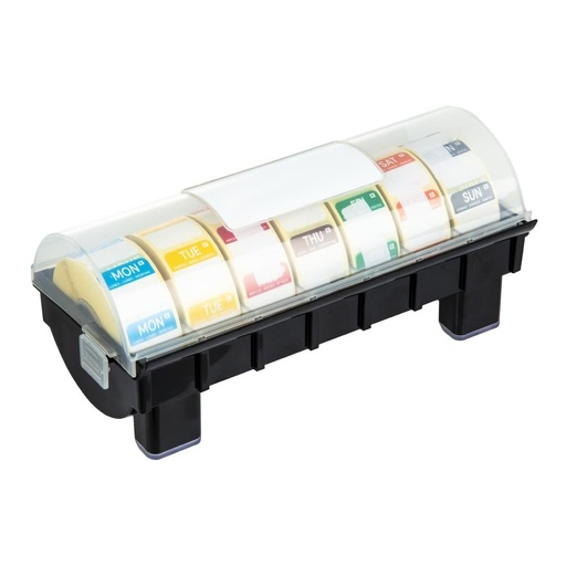 [GH473] Hygiplas 2,5cm dispenser inclusief 7 rollen voedseletiketten daglabels
