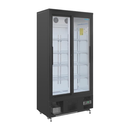 [GJ448] Polar G-serie staande barkoeling/display koeling met schuifdeuren 490L zwart