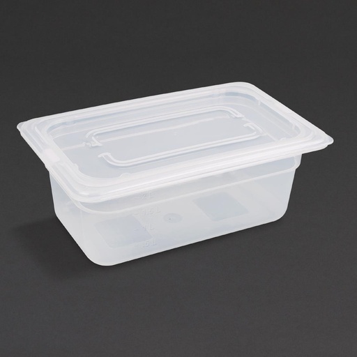 [GJ523] Vogue polypropyleen GN 1/4 bak met deksel 10cm (4 stuks)