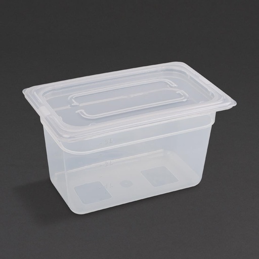 [GJ524] Vogue polypropyleen GN 1/4 bak met deksel 15cm (4 stuks)