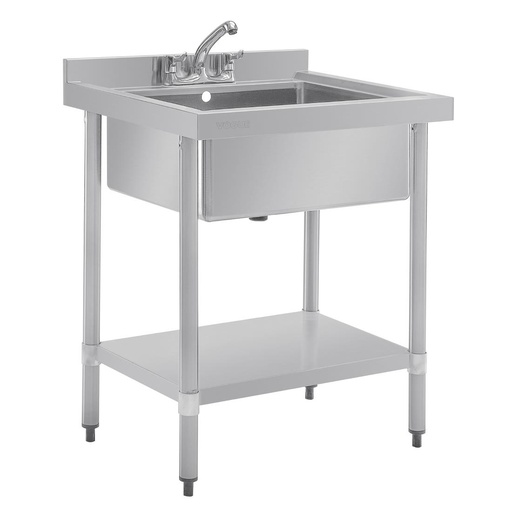 [GJ537] Vogue RVS spoeltafel enkele spoelbak met onderblad 75x60cm