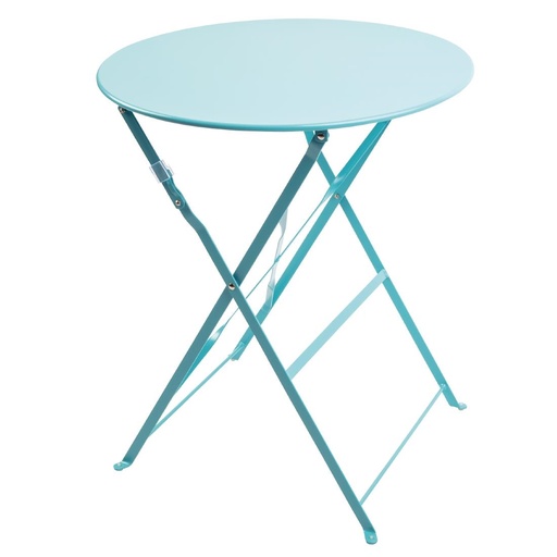 [GK983] Bolero ronde stalen opklapbare tafel turquoise 59,5cm