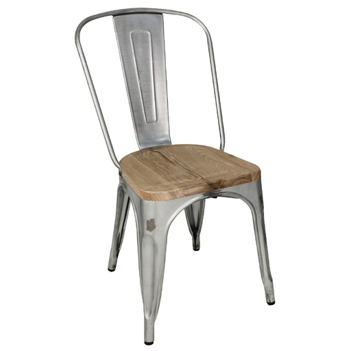 [GM642] Bolero Bistro gegalvaniseerd stalen stoelen met houten zitting (4 stuks)