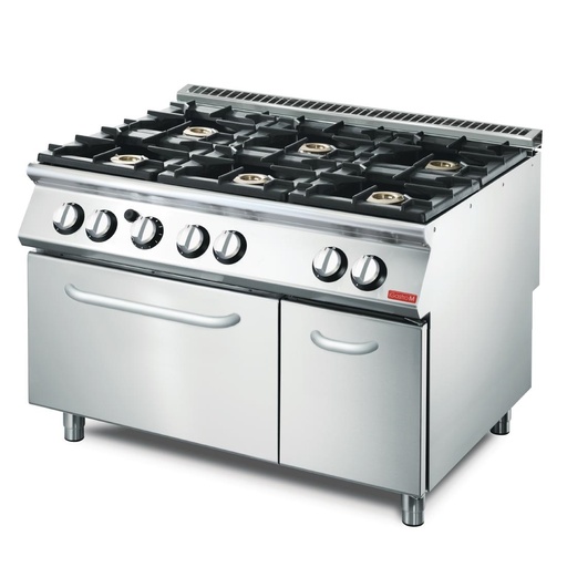 [GN083] Gastro M 700 plus 6-pits gasfornuis met gasoven GM70/120CFG