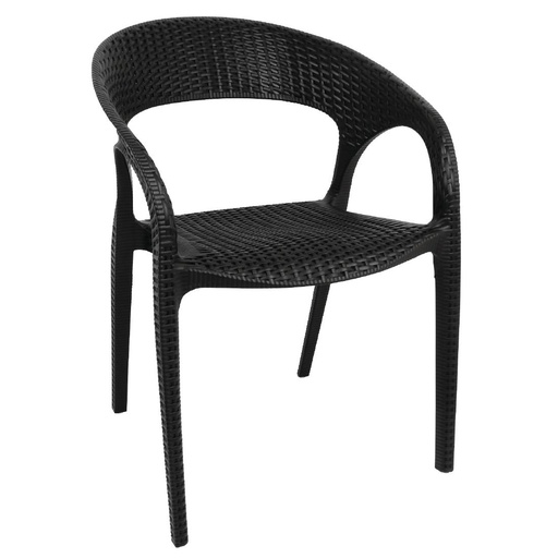 [GR363] Bolero polyrotan stoel met armleuning zwart (4 stuks)