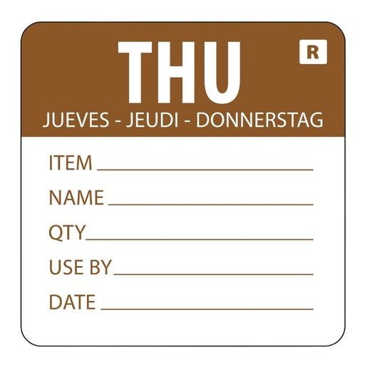 [L069] Hygiplas voedseletiketten kleurcode donderdag (500 stuks)